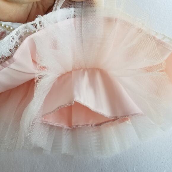 American Princess dress 6 months lacy pale pink with faux pearls - Picture 6 of 7